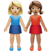 👩🏼‍🤝‍👩🏽 women holding hands: medium-light skin tone, medium skin tone display on Apple